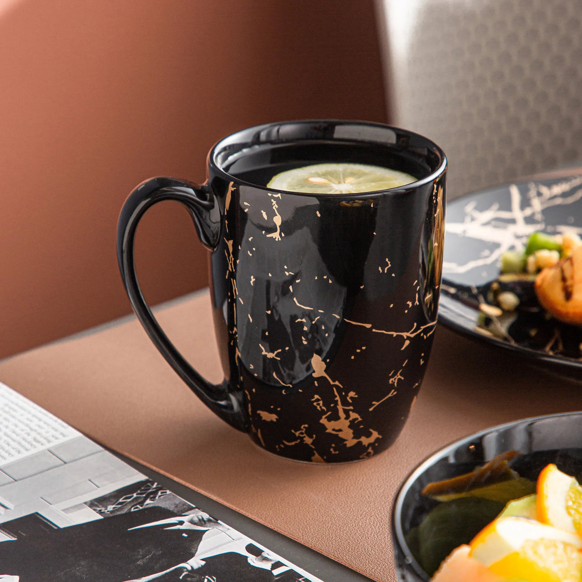 Malacasa Gold Splash Porcelain Dinnerware Set And Serving Bowls