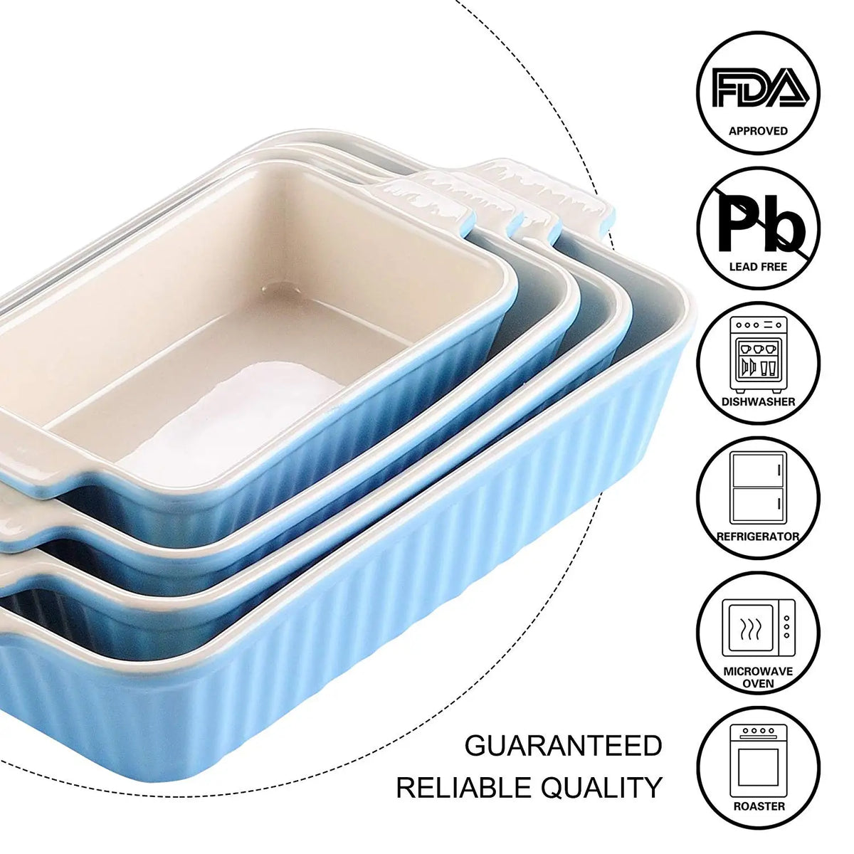 MALACASA Ceramic Baking Dish Set With Handles For Oven Cooking