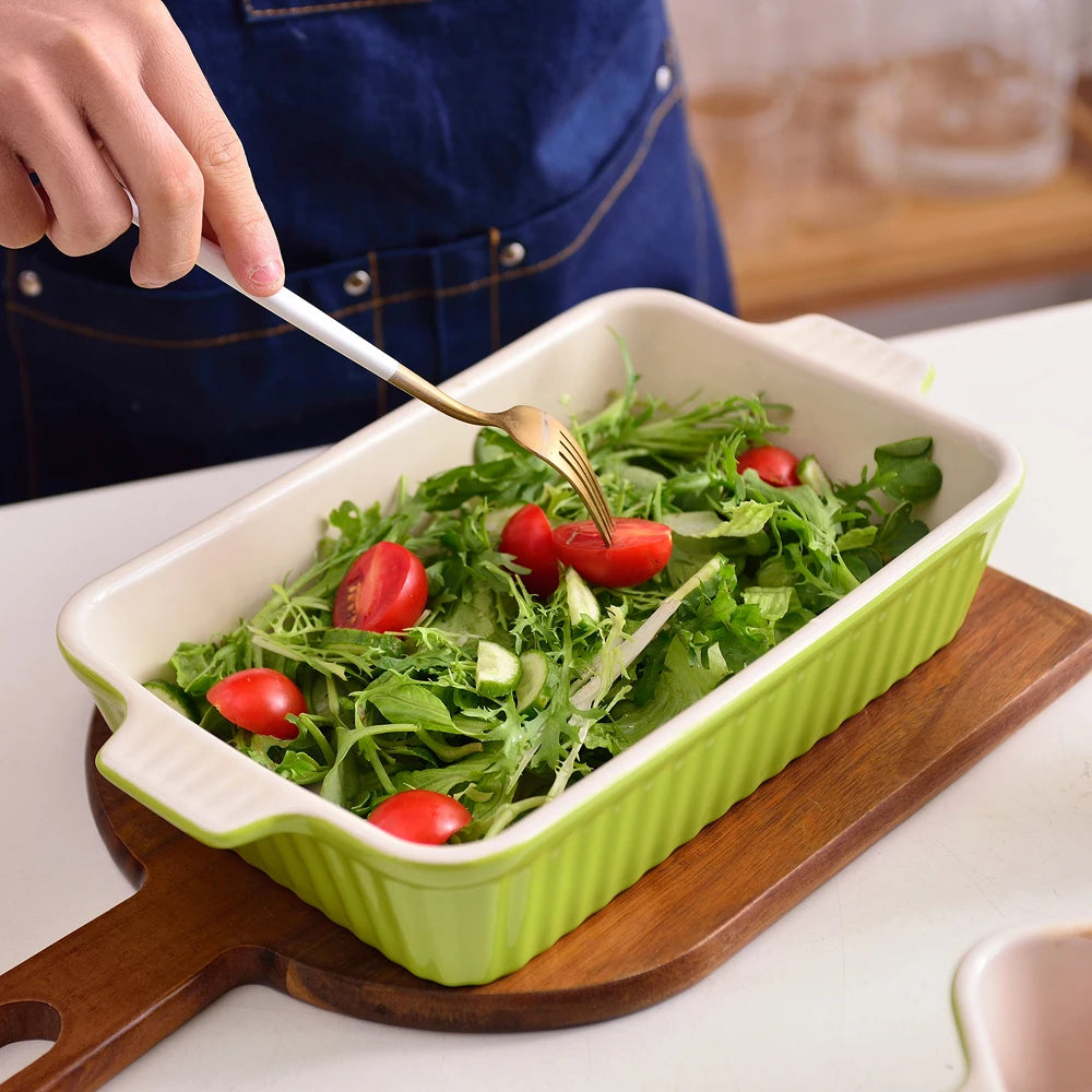 MALACASA Ceramic Baking Dish Set With Handles For Oven Cooking