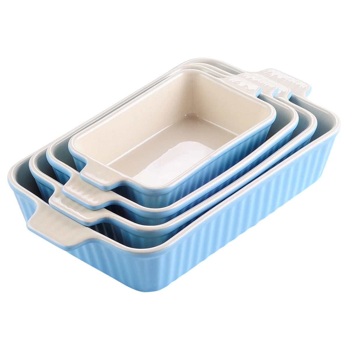 MALACASA Ceramic Baking Dish Set With Handles For Oven Cooking