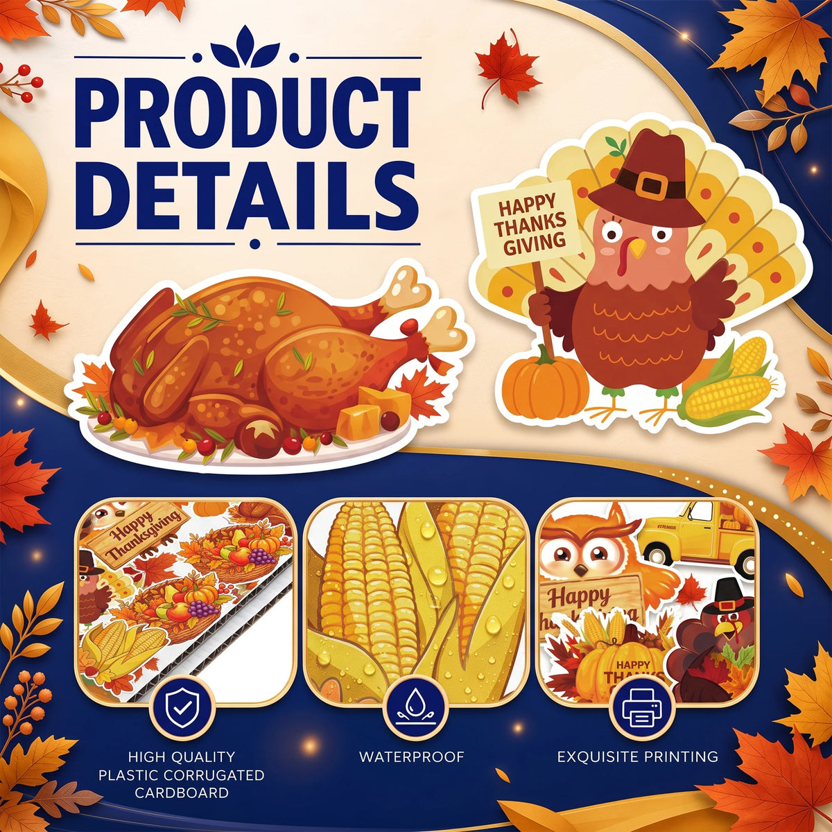 Waterproof Thanksgiving Yard Signs With Stakes For Fall Lawn Decor