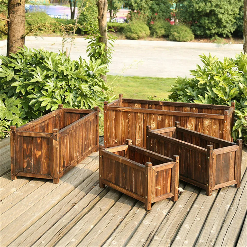 Durable Pine Wood Raised Garden Planter Box For Outdoors