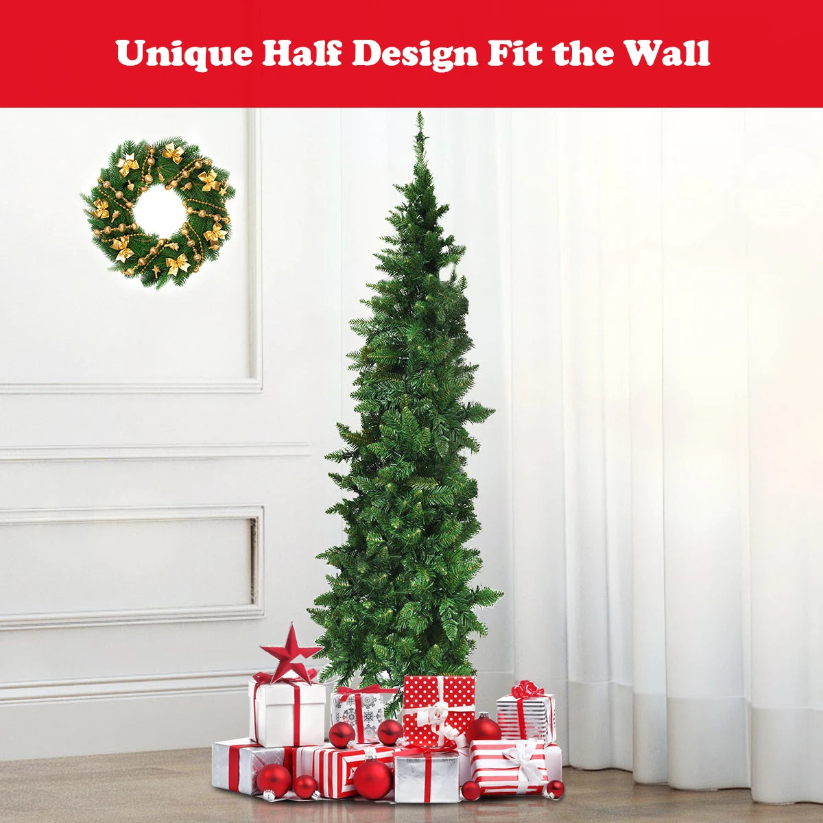 LIFEZEAL Half Christmas Tree For Indoor Wall And Corner Decoration