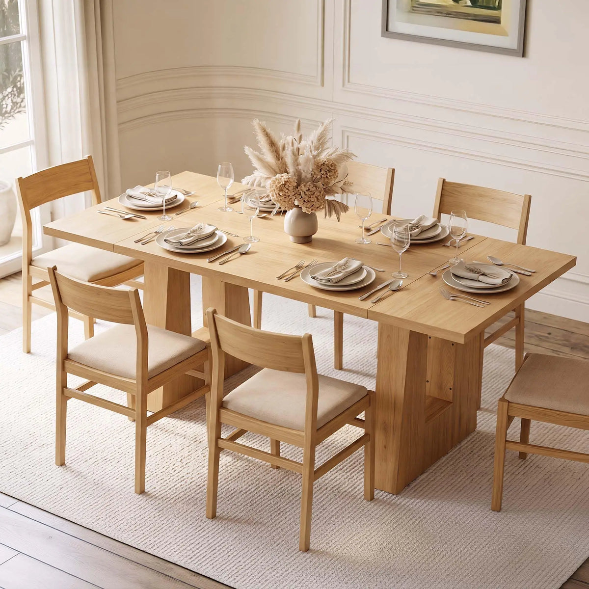 HiMiss Modern Wooden Rectangular Dining Room Table