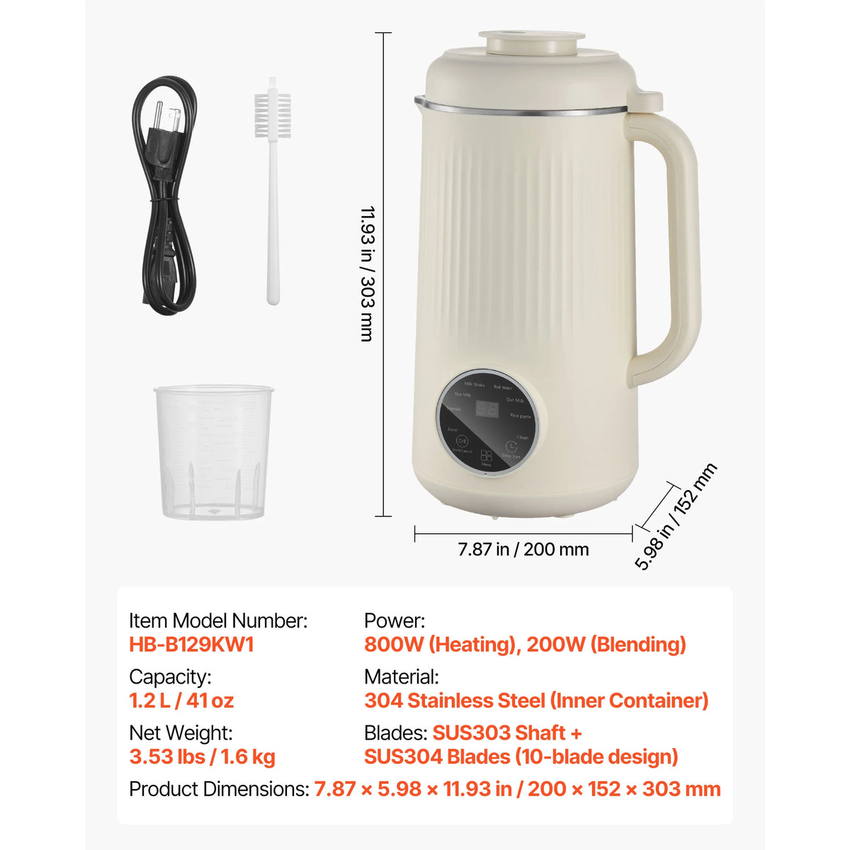 Vevor Eight In One Nut Milk Maker With Self Cleaning