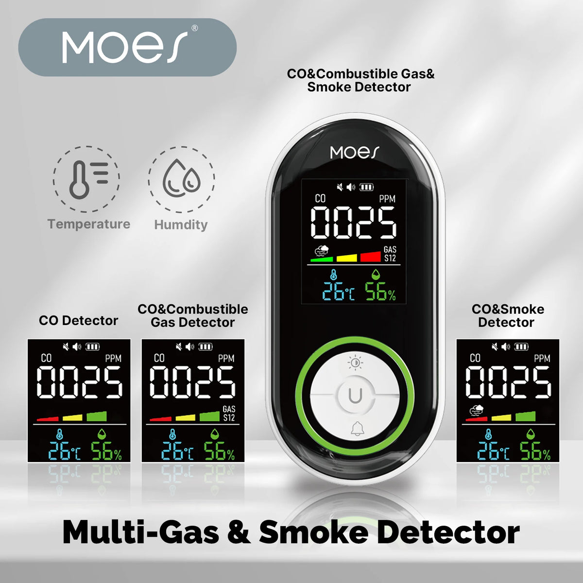 MOES CO Plug In Carbon Monoxide Detector LED Display Alarm