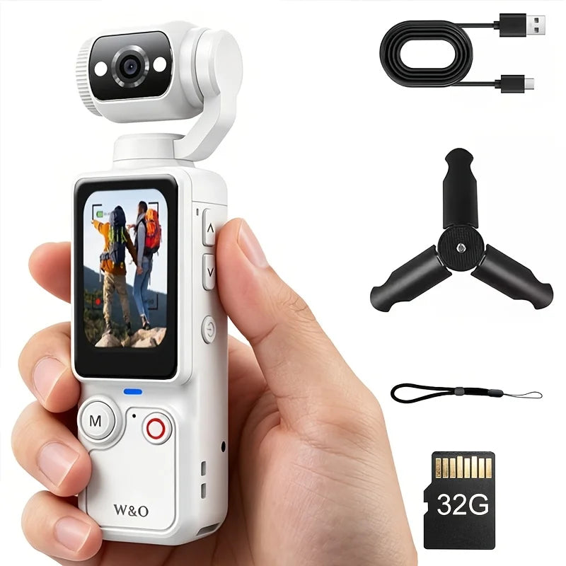 W&O 4K Sports Camcorder With Flip Screen And Tripod