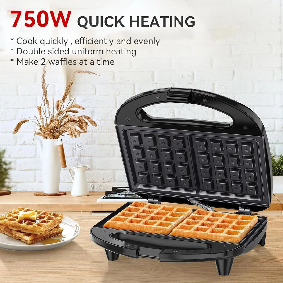 OSTBA Belgian Waffle Maker With Non Stick Interchangeable Plates