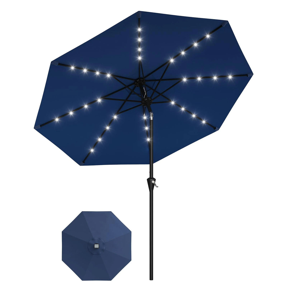 HiMiss Solar Patio Umbrella With LED Lights And UV Protection