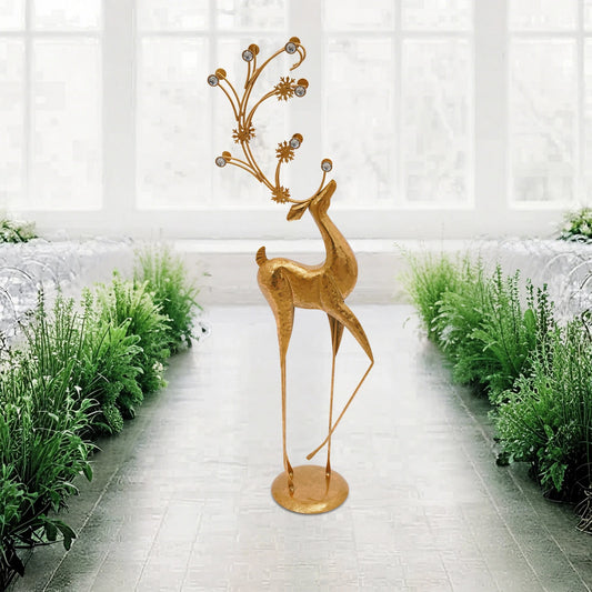 Decorative Deer Statue With Rhinestone Antlers For Home And Office