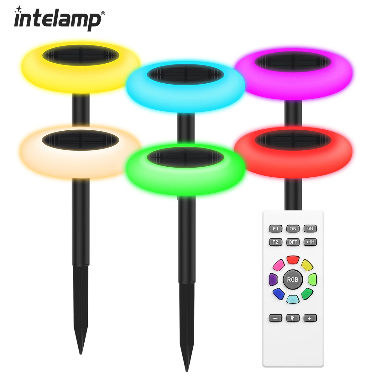 Intelamp Outdoor Solar LED Pathway Lights for Gardens and Walkways