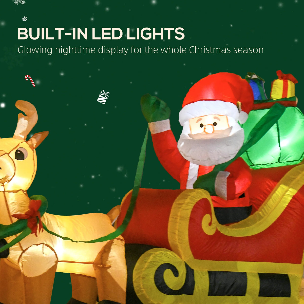 Homcom Inflatable Christmas Santa Claus Sleigh LED Display