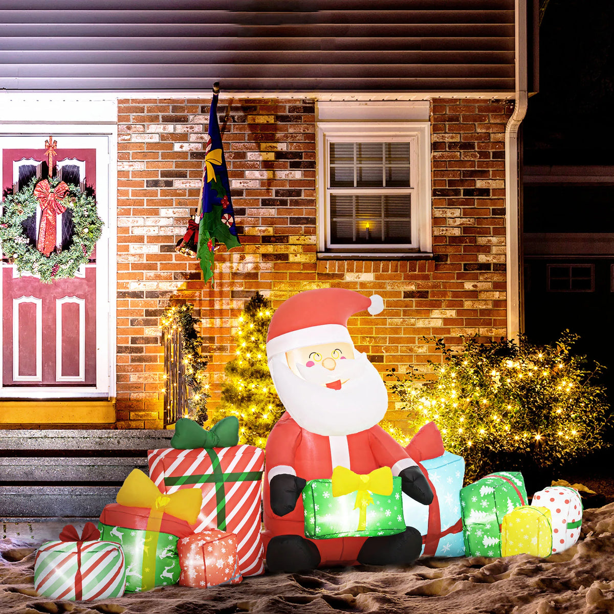 Outsunny Christmas Lighted Inflatable Santa Claus Decoration