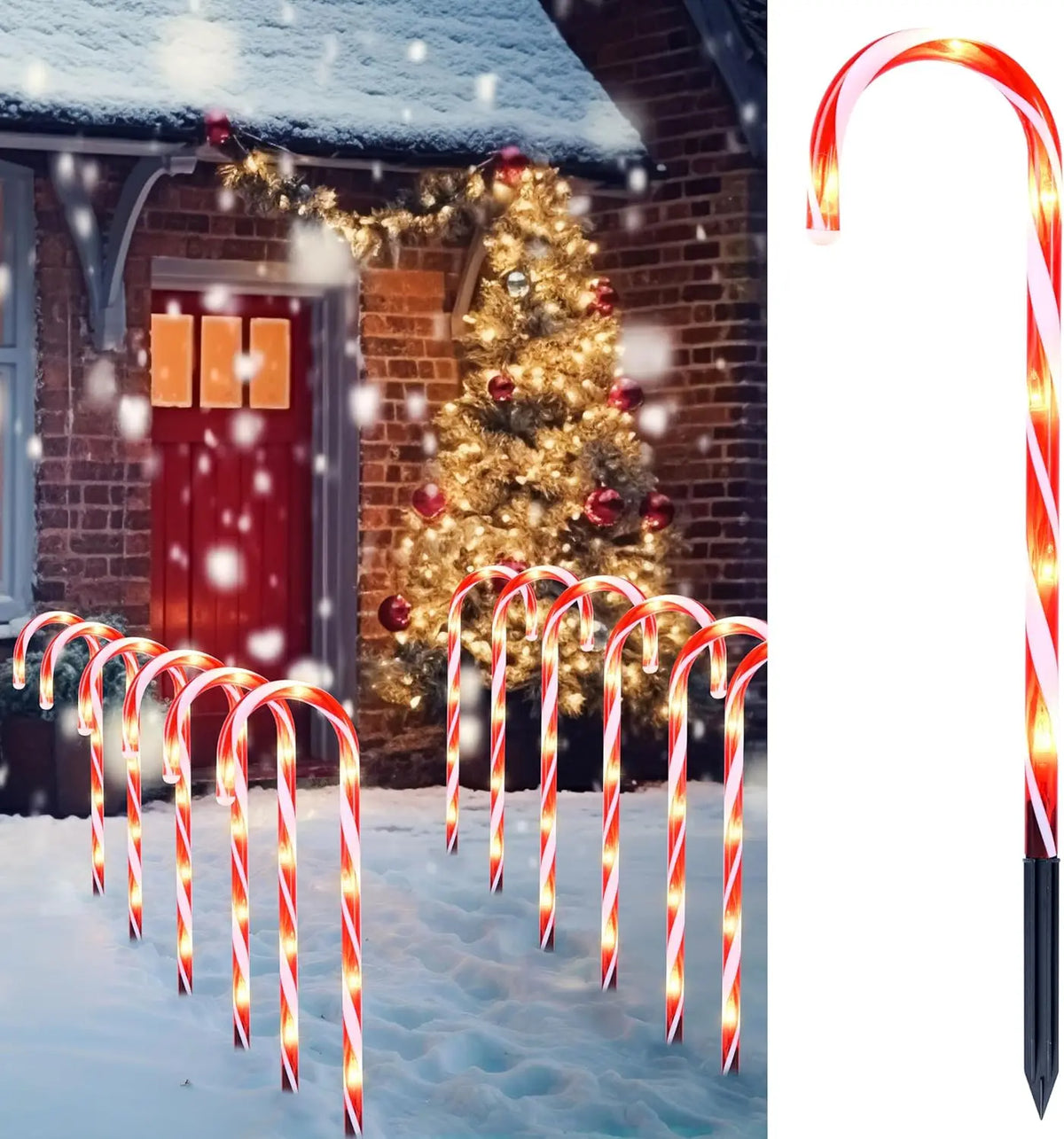 Joyfy Prelit Candy Cane Pathway Markers for Christmas Decorations