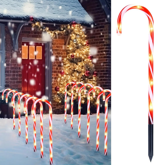 Joyfy Prelit Candy Cane Pathway Markers for Christmas Decorations