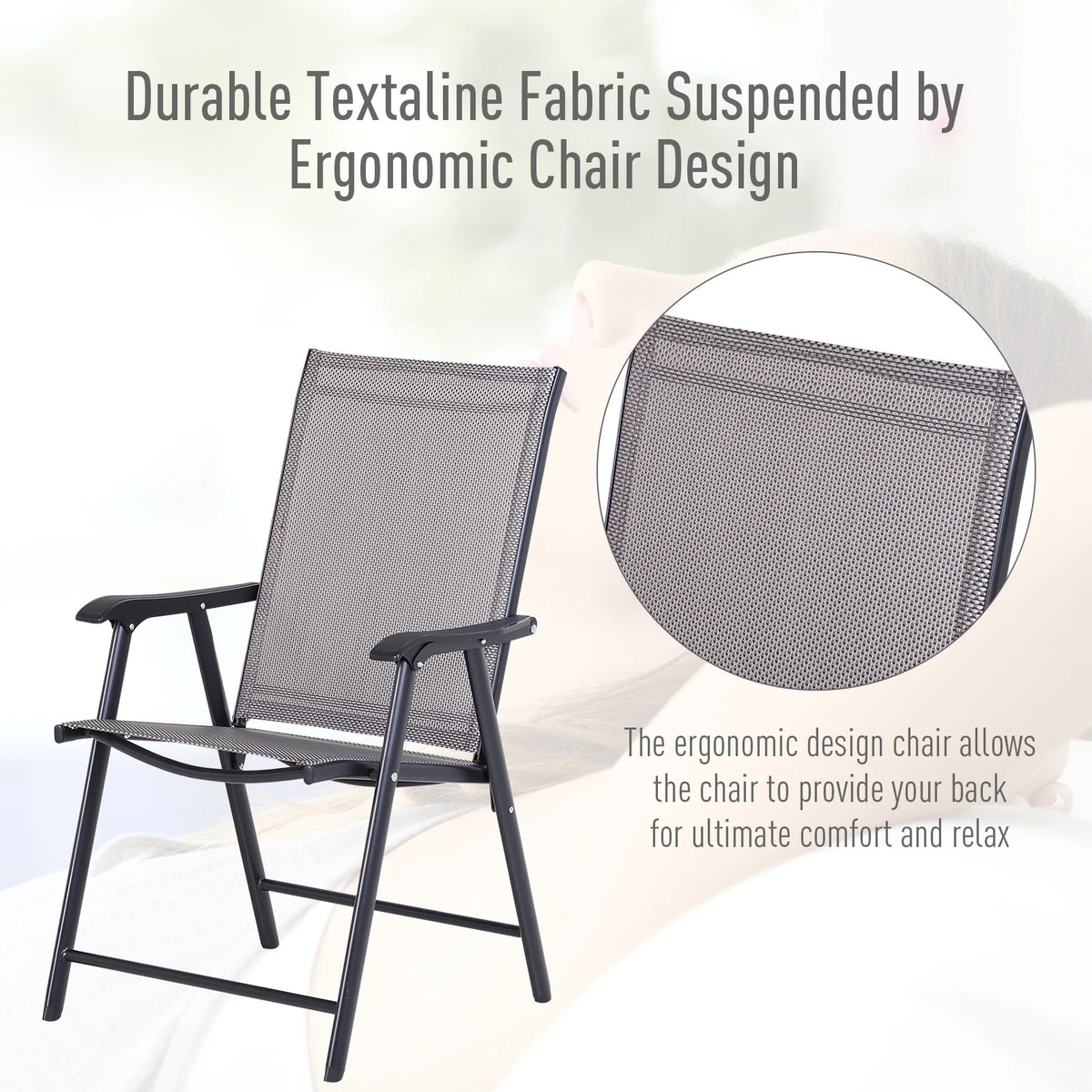 Outsunny Lightweight Outdoor Patio Chairs With Comfortable Mesh Seating