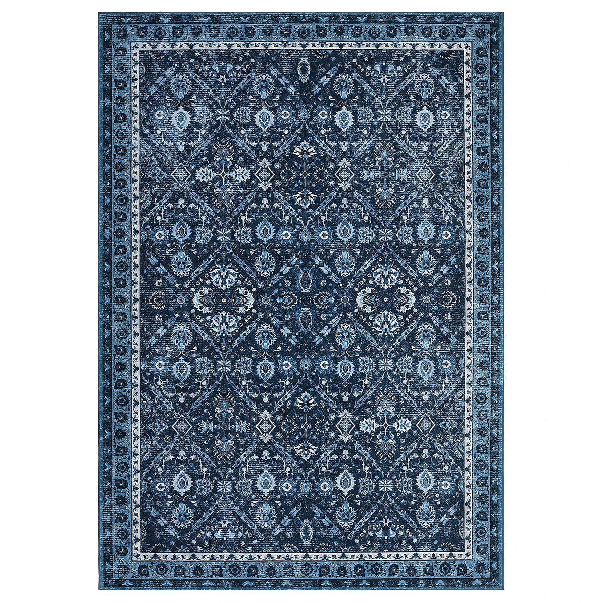 Machine Washable Moroccan Trellis Low Pile Area Rug