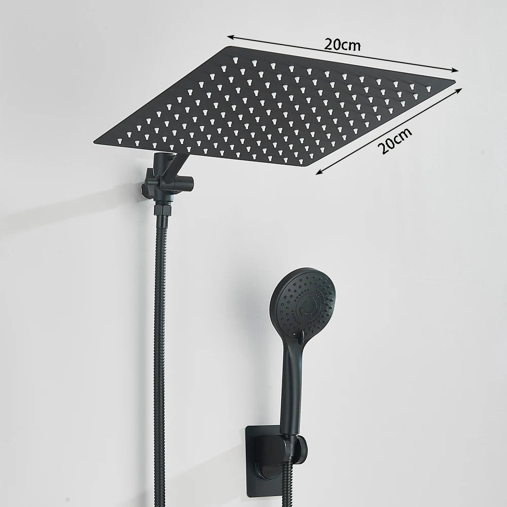 Shinesia Square Rainfall Shower Head With Handheld Combo Set