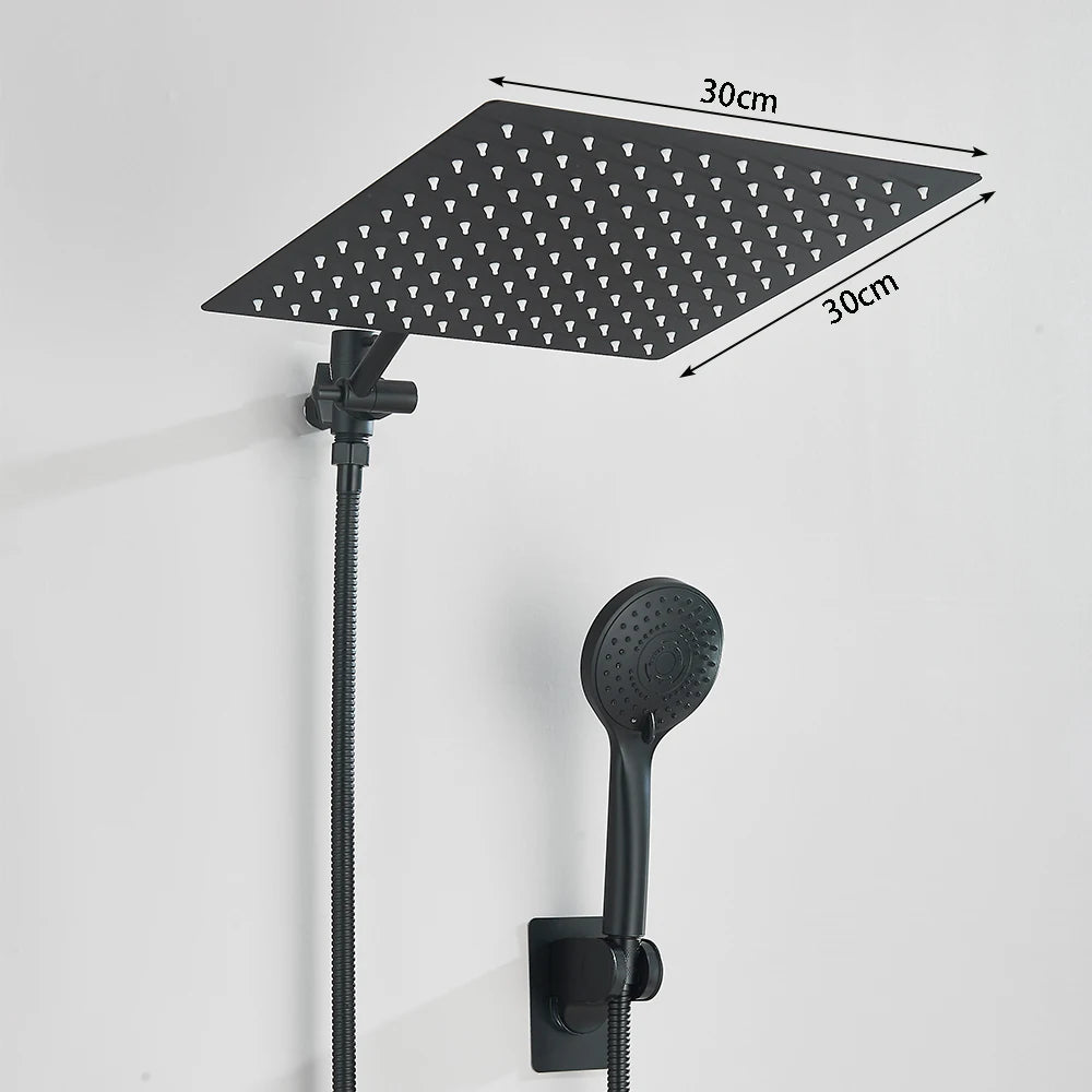 Shinesia Square Rainfall Shower Head With Handheld Combo Set