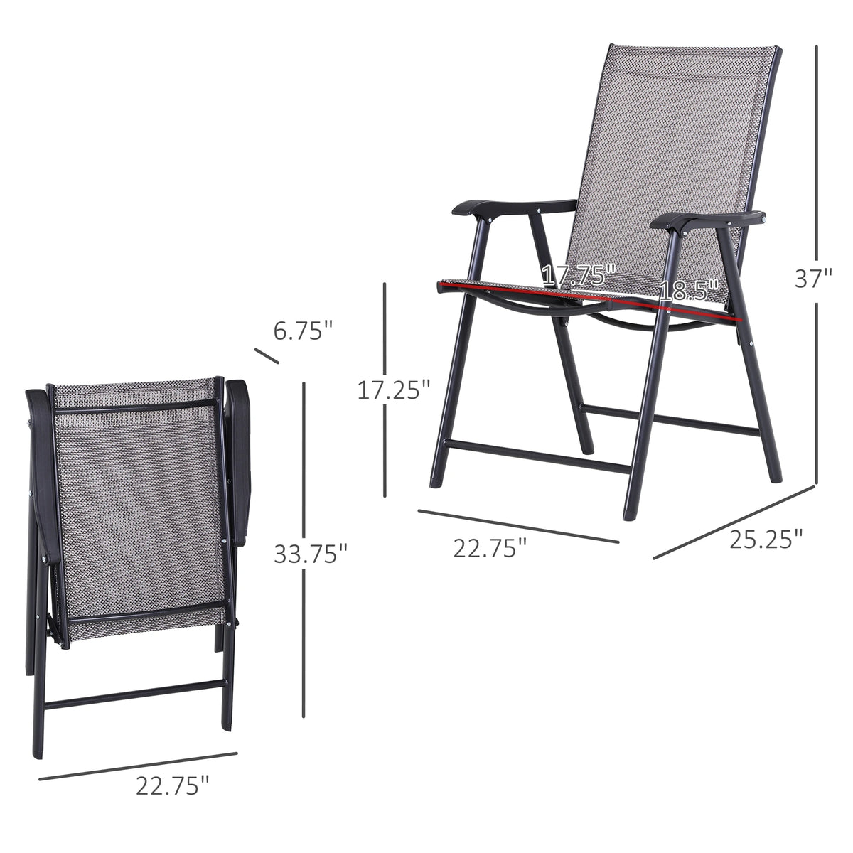 Outsunny Lightweight Outdoor Patio Chairs With Comfortable Mesh Seating