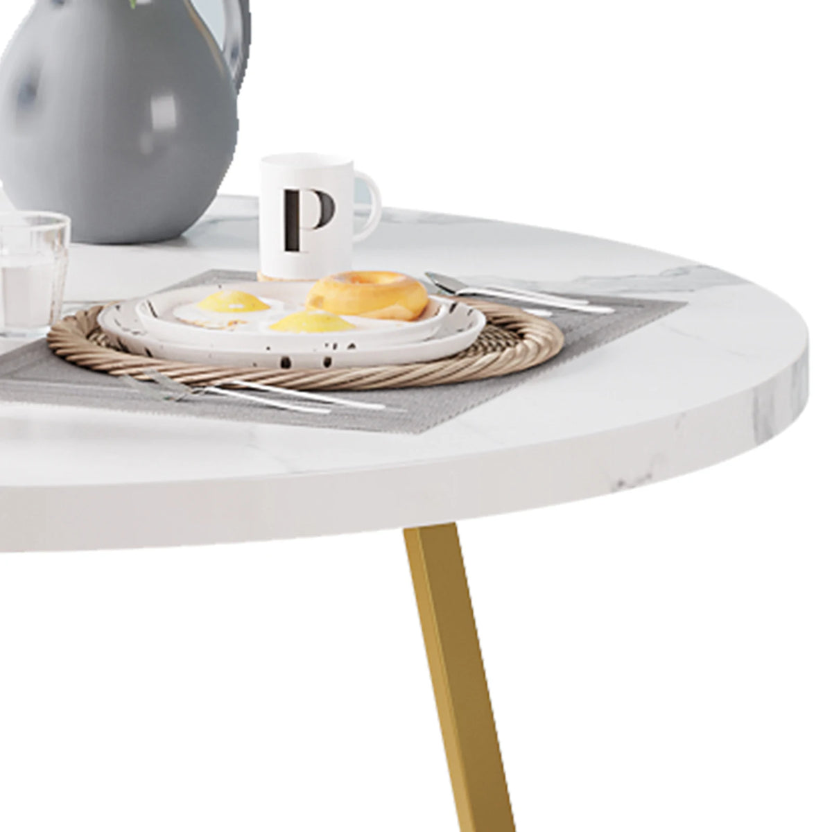 TAKYWEP Round Dining Table Set With Upholstered Chairs for Small Spaces