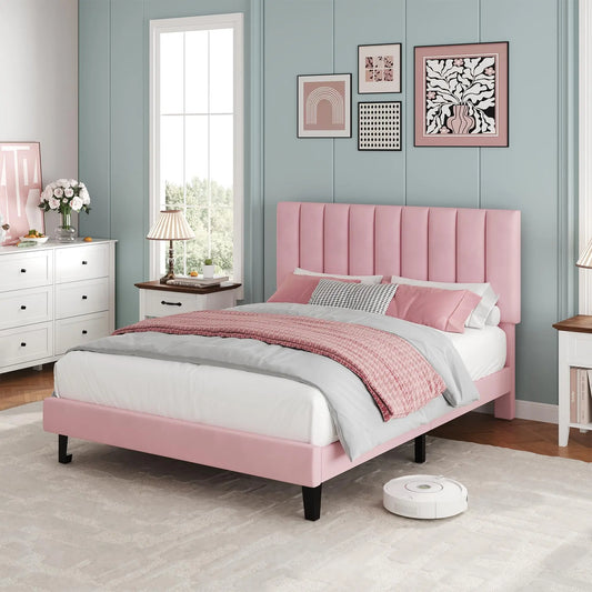 HiMISS Upholstered Platform Bed Frame With Tufted Headword