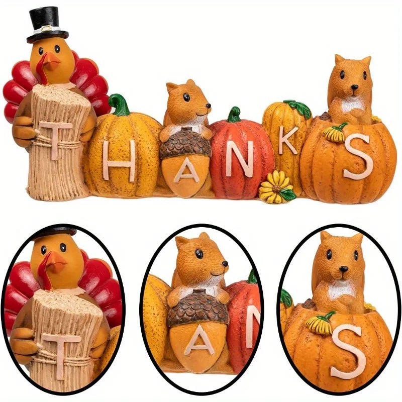 Joyfy Thanksgiving Pumpkin Turkey Tabletop Centerpiece Figurine