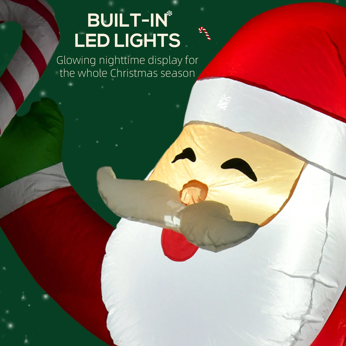 Homcom Christmas Inflatable Santa Claus Candy Decor Outdoor LED