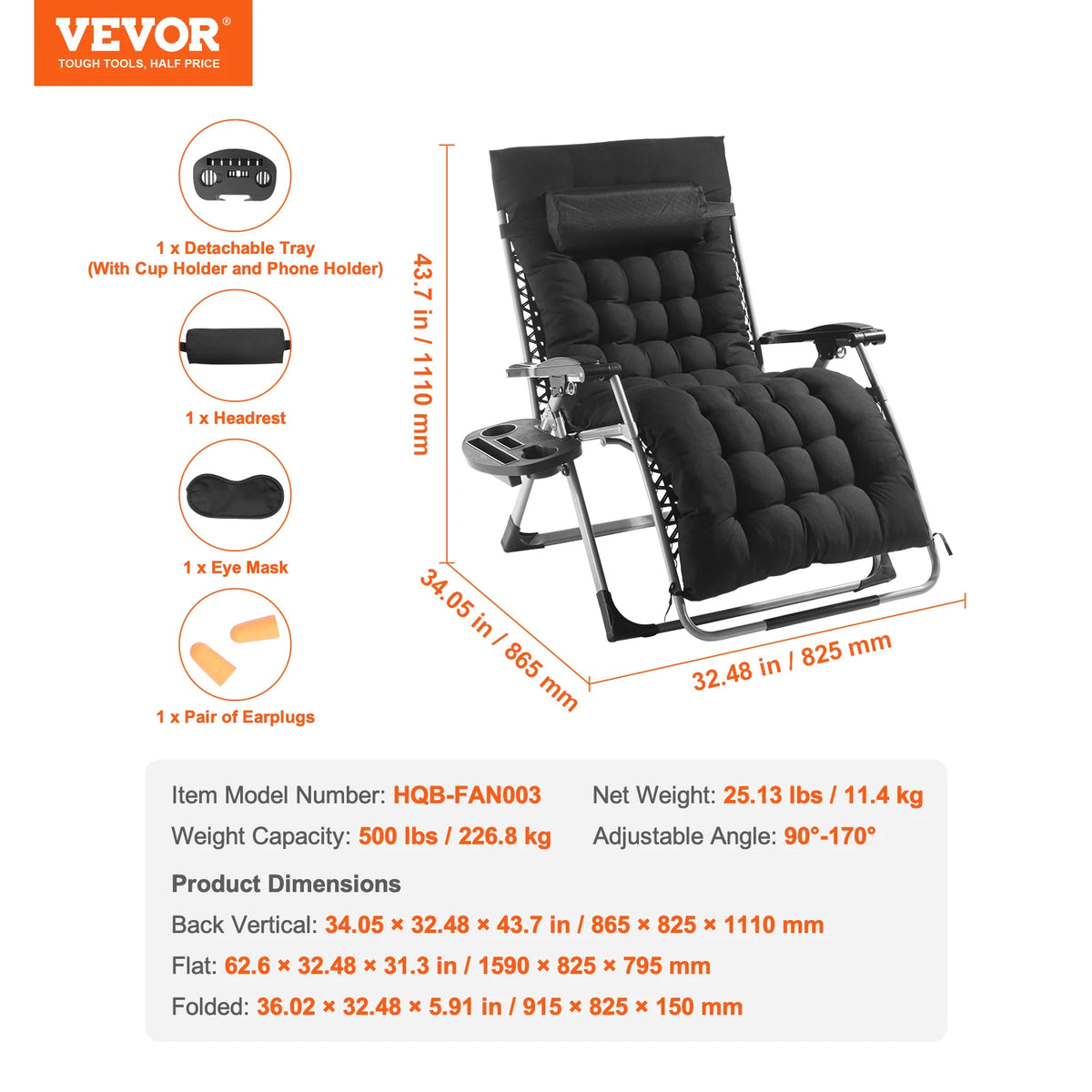 SucceBuy Adjustable Zero Gravity Recliner With Cupholder And Footrest