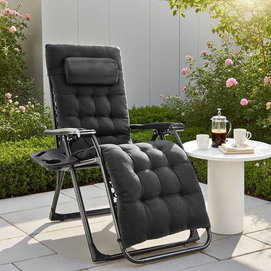 JHK Zero Gravity Folding Recliner Lounge Chair With Cup Holder