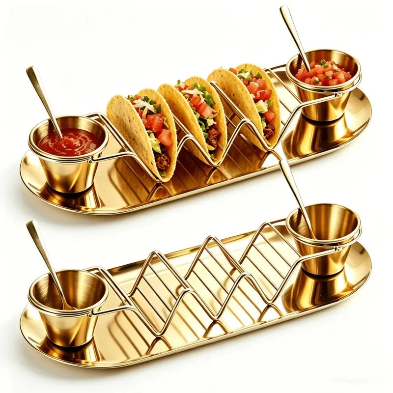Stainless Steel Taco Serving Utensil Set With Dressing Cups
