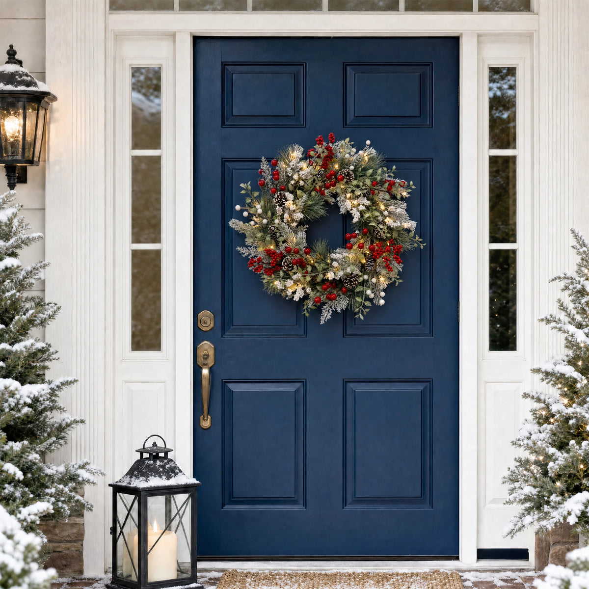 GAOMON Pre Lit Christmas Wreath With Integrated LED Lights