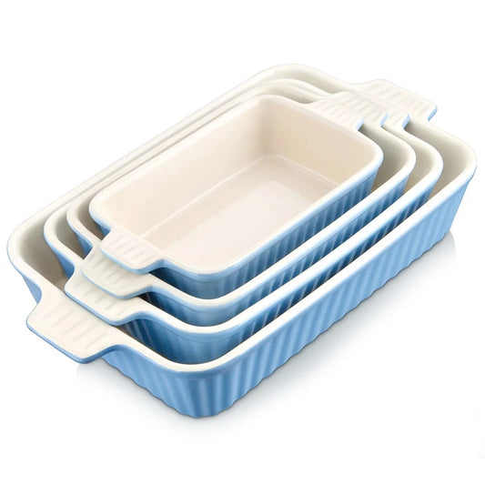 MALACASA Ceramic Baking Dish Set With Handles For Oven Cooking