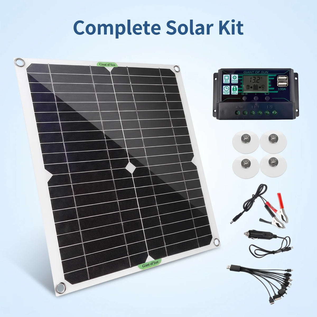 Portable Monocrystalline Solar Panel Kit With Charge Controller