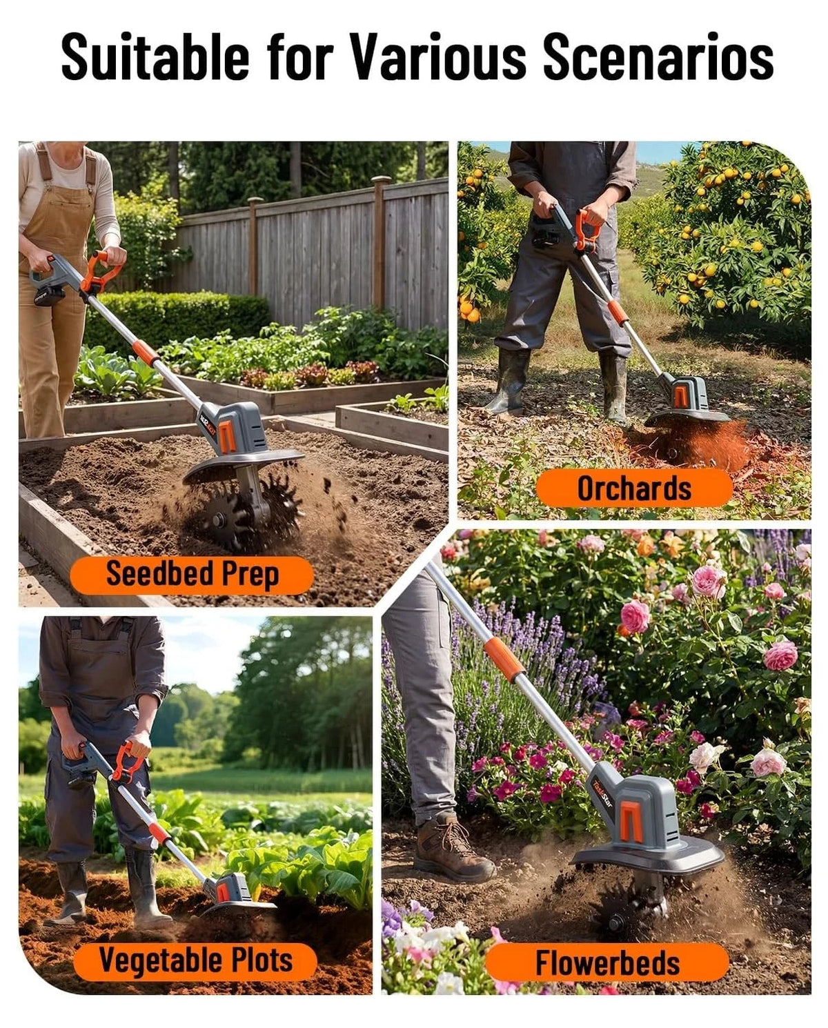 TaskStar Cordless Electric Garden Tiller And Soil Cultivator