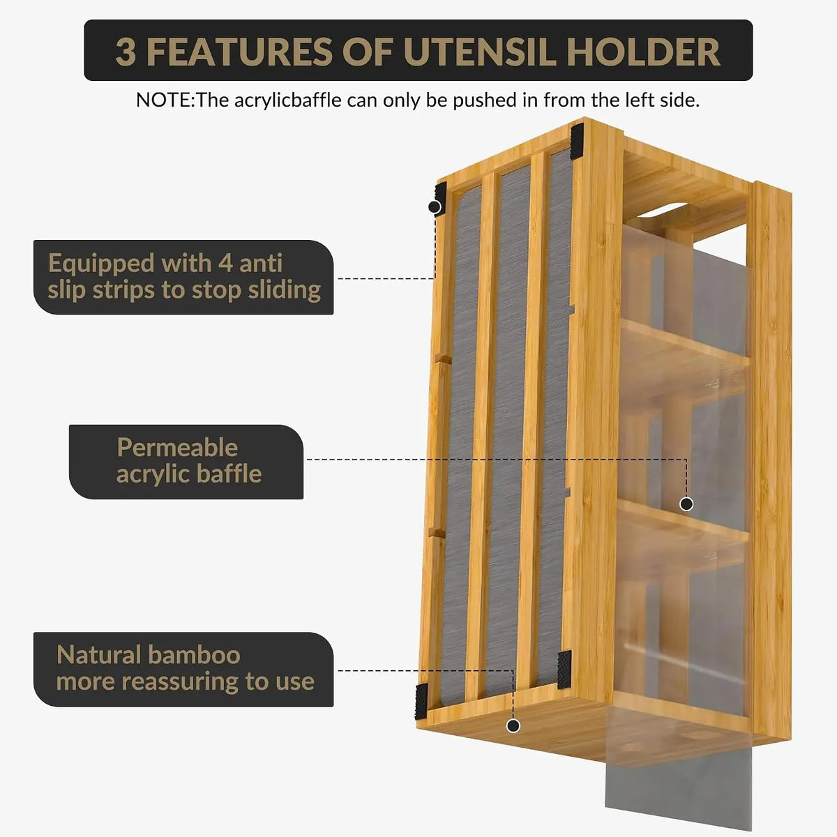 Garvee Bamboo Utensil Organizer With Diatomaceous Earth Drying Mat