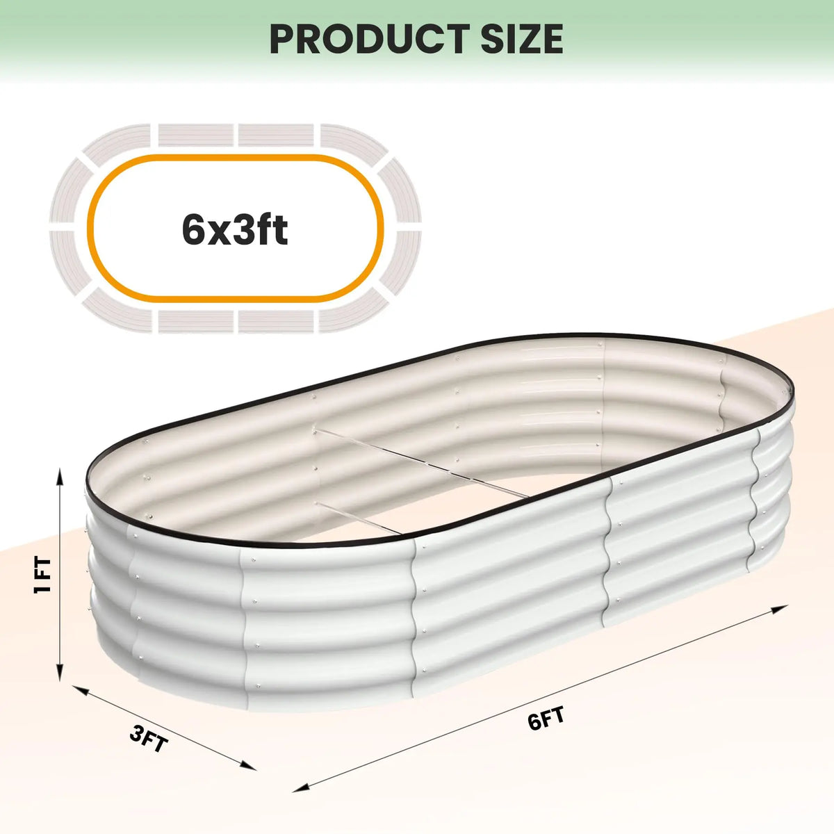 HiMISS Oval Galvanized Steel Raised Garden Bed Metal Planter