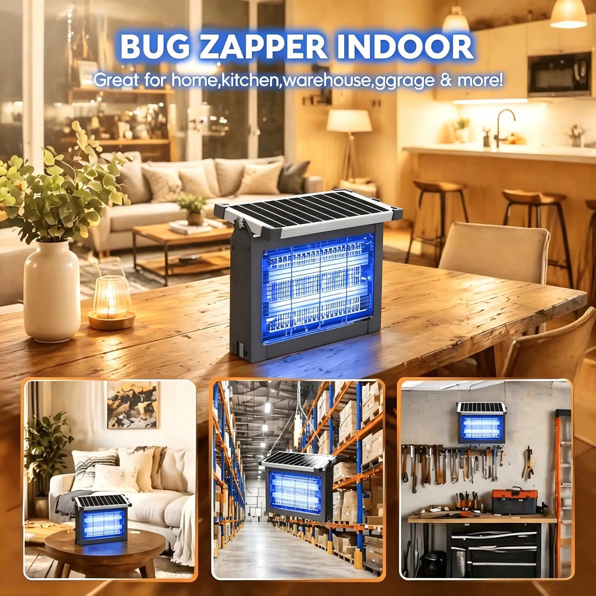 Waterproof Solar Bug Zapper With 4500V Grid For Garden Patios