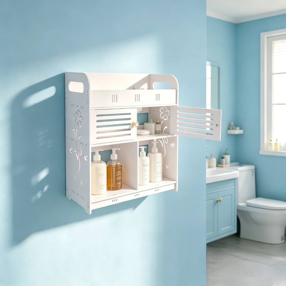 Bymaocar Minimalist Wall Mounted Bathroom Storage Rack
