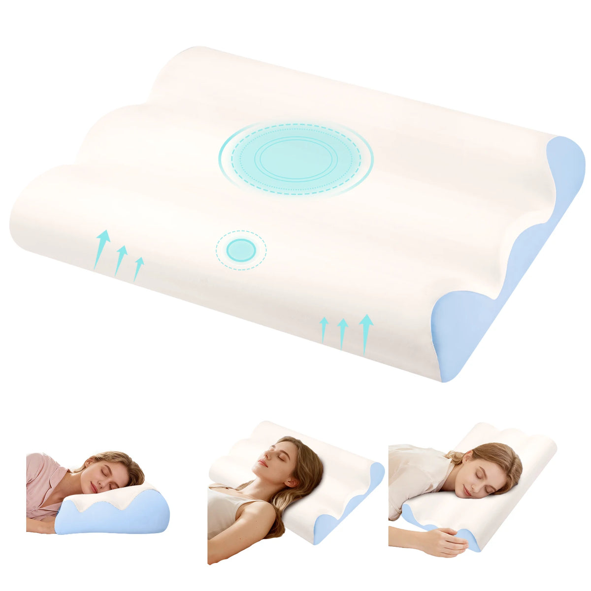 JHK Ergonomic Contour Memory Foam Pillow With Cooling Washable Cover