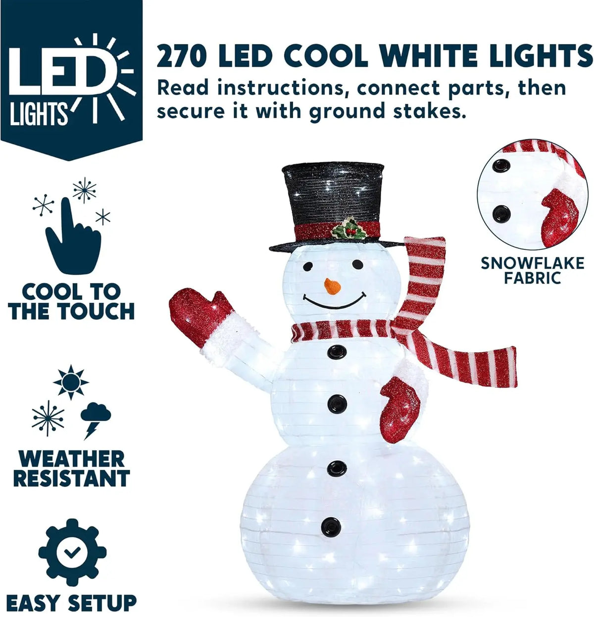 Joyfy Collapsible Snowman Yard Lights With Prelit LEDs