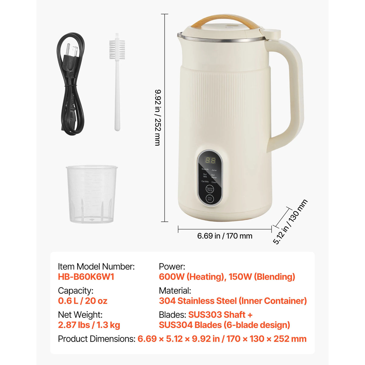 Vevor Eight In One Nut Milk Maker With Self Cleaning