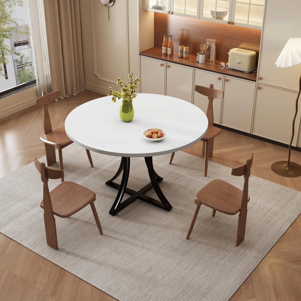 Round Dining Table With Wooden Pedestal Base For Modern Homes