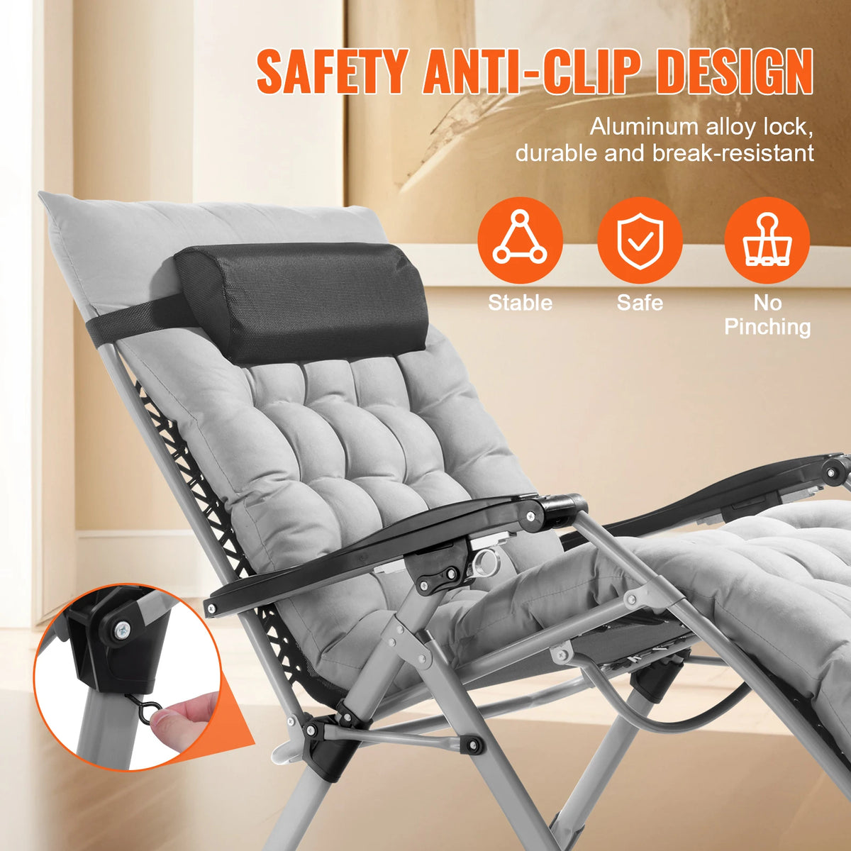 SucceBuy Adjustable Zero Gravity Recliner With Cupholder And Footrest