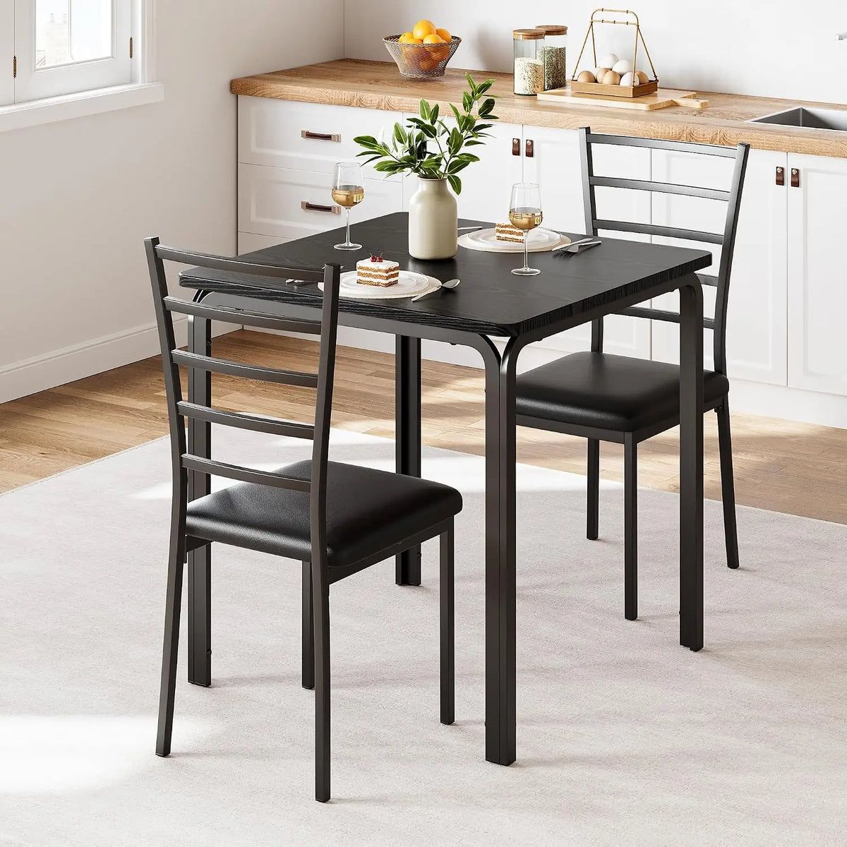 Garvee Modern Space Saving Dining Table Set With Upholstered Chairs