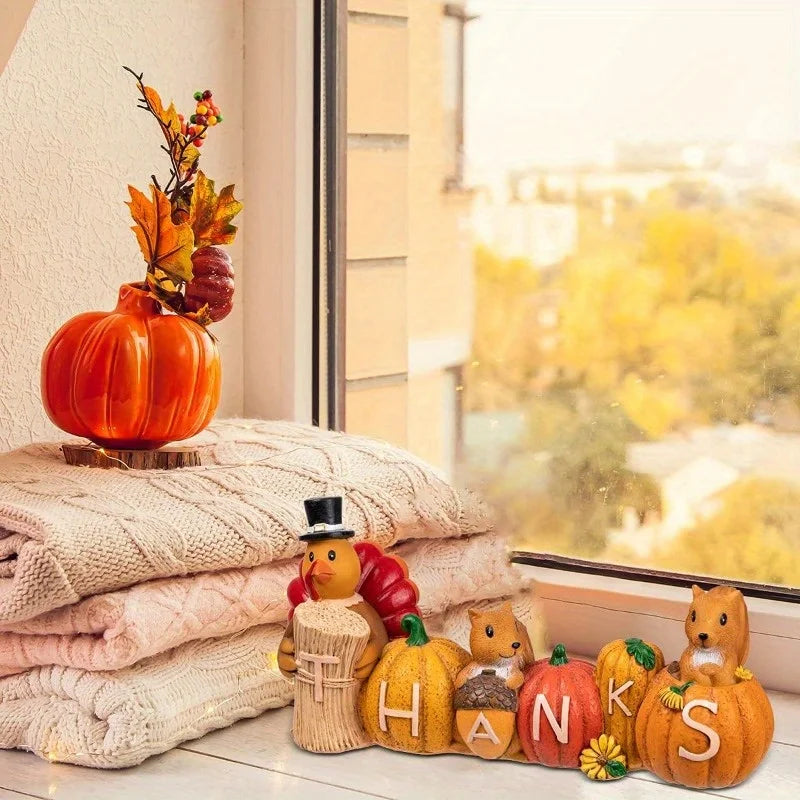 Joyfy Thanksgiving Pumpkin Turkey Tabletop Centerpiece Figurine