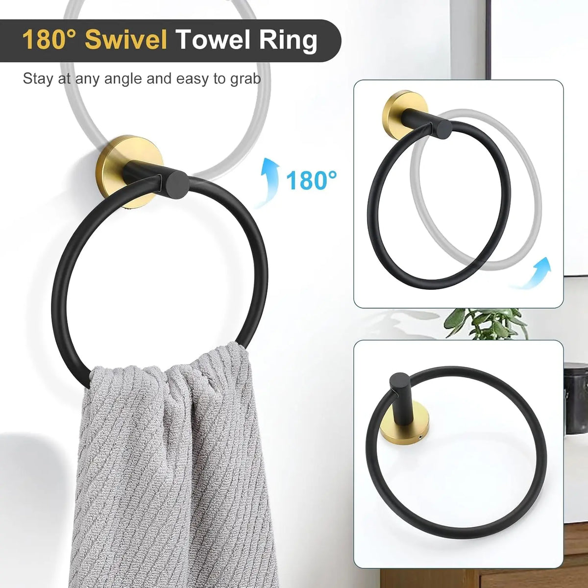 Wall Mounted Stainless Steel Bathroom Hardware Set With Towel Bar