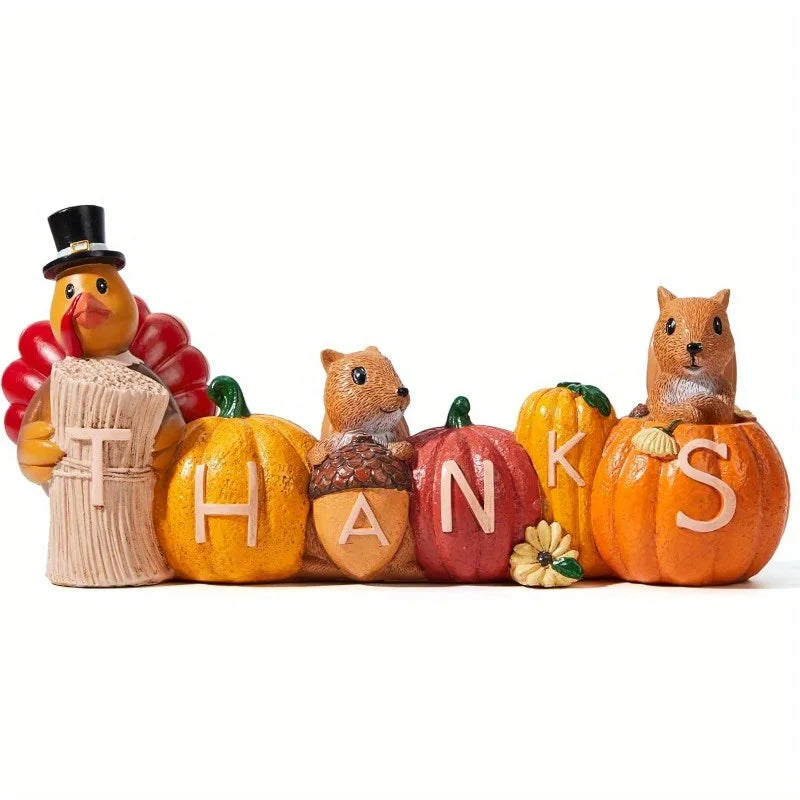 Joyfy Thanksgiving Pumpkin Turkey Tabletop Centerpiece Figurine