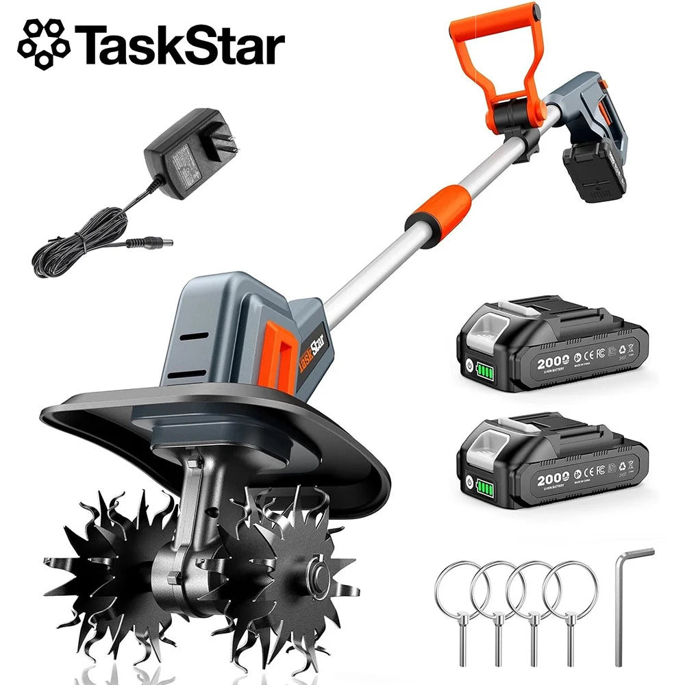 TaskStar Cordless Electric Garden Tiller And Soil Cultivator