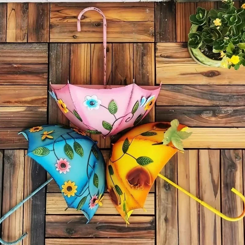 Umbrella Shaped Wall Mount Iron Decorative Hanging Plant Stand